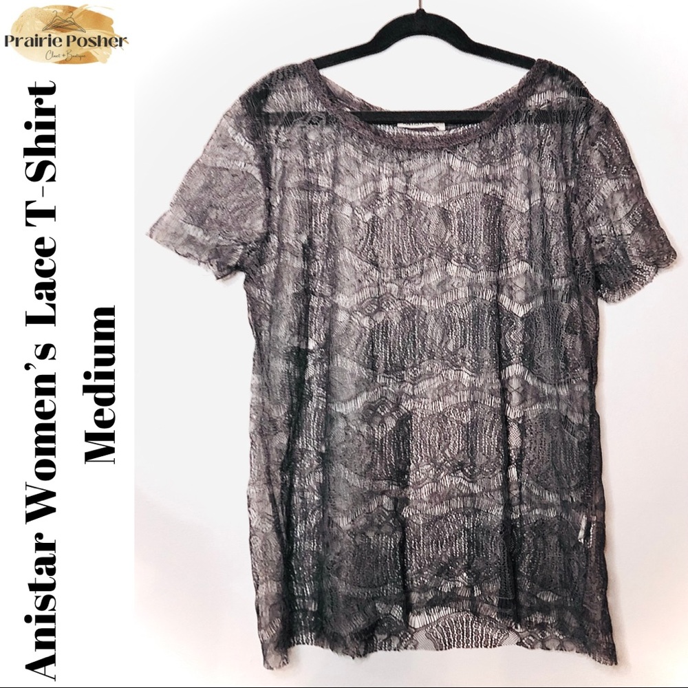 Anistar Lace T-Shirt, Womens Medium, Purple, NWOT, PrairieposherCA